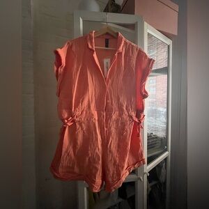 Out From Under Lightweight Coral Button-Front Women’s Top